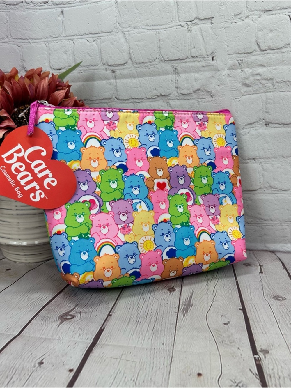 NWT Care Bears Rainbow Multicolor Zipper cosmetic bag retro kidcore makeup